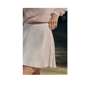 NEW FOR LOVE AND LEMONS KIMMY CREAMY WHITE MINI SKIRT WITH PINK STRIPES SIZE S